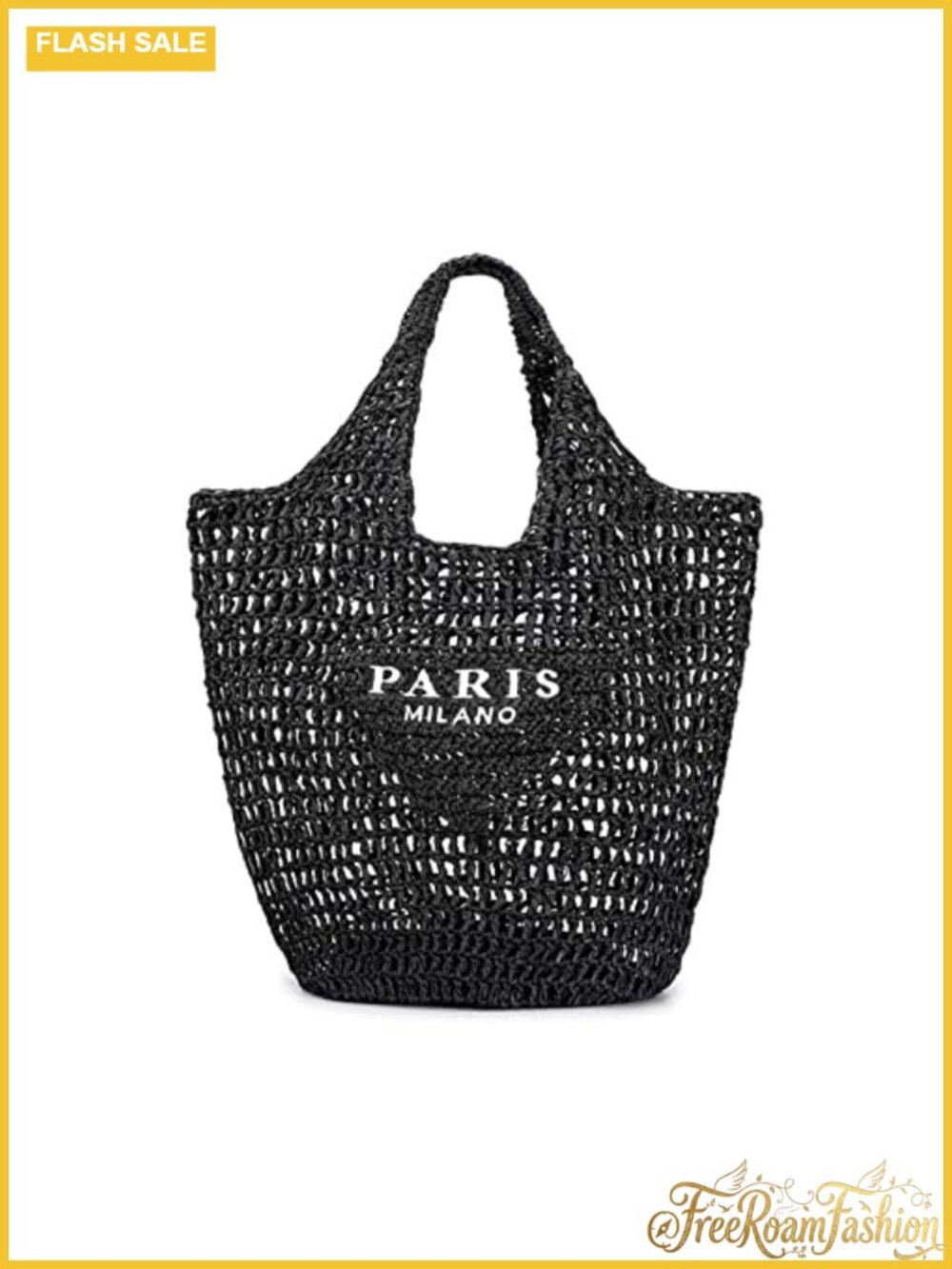 Straw Woven Mesh Tote Bag Large Capacity Foldable Beach Shoulder Hobo